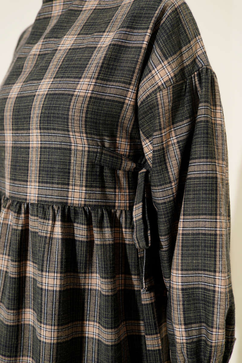 Plaid Dress with Side Ties