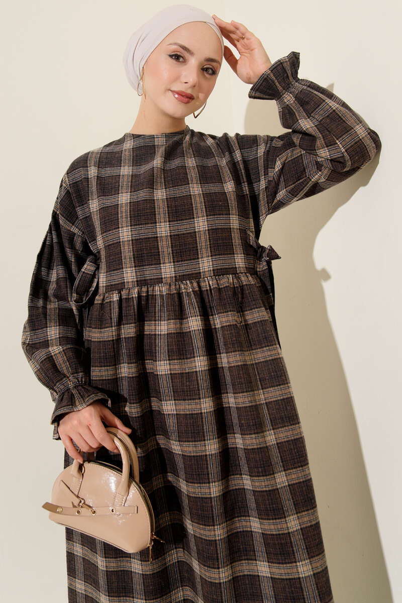 Plaid Dress with Side Ties