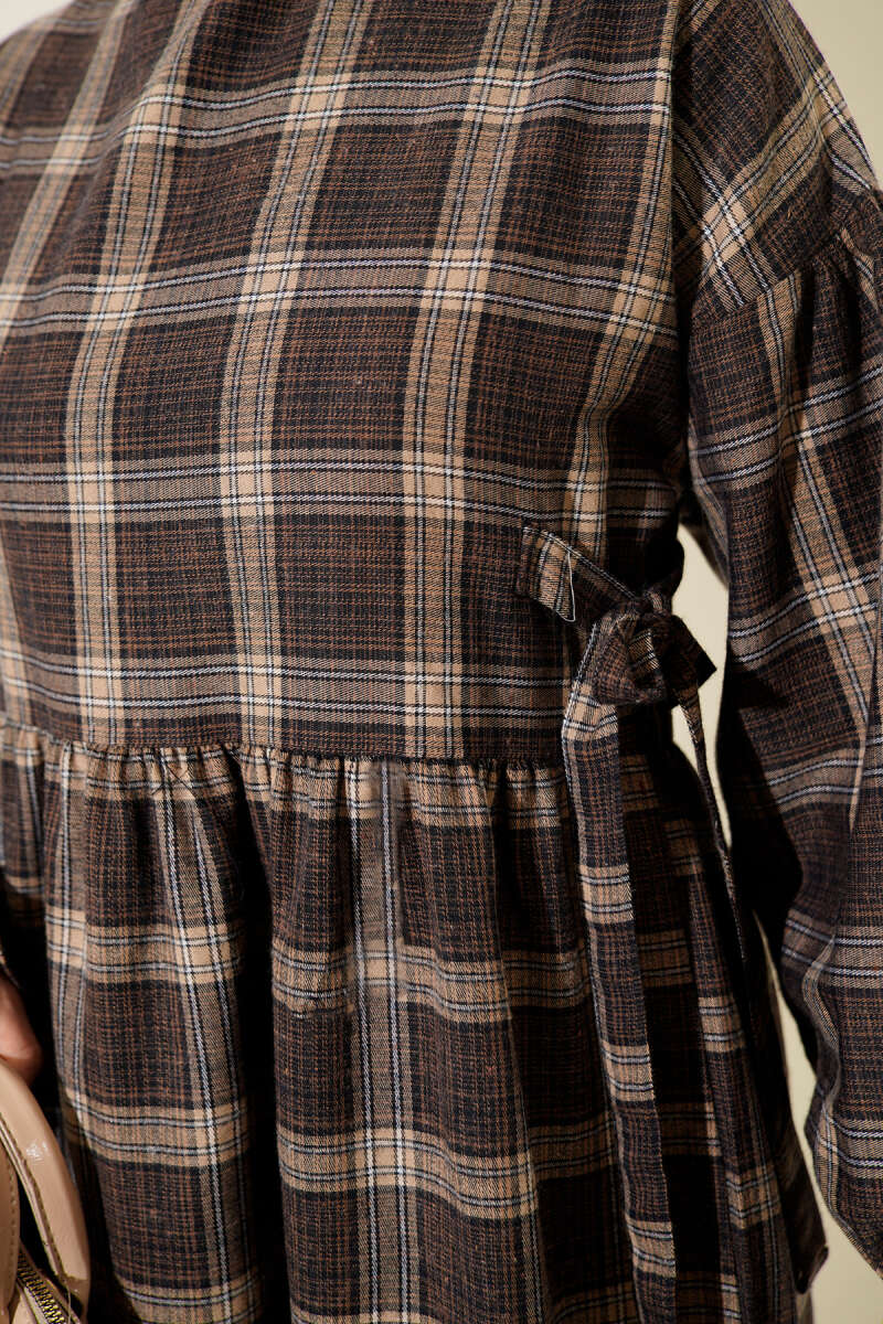 Plaid Dress with Side Ties