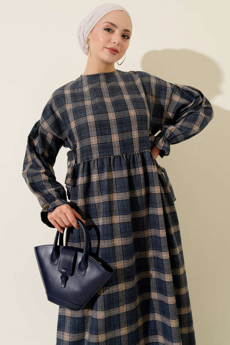 Plaid Dress with Side Ties