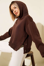 Yanları Çıtçıtlı Şardonlu Sweatshirt