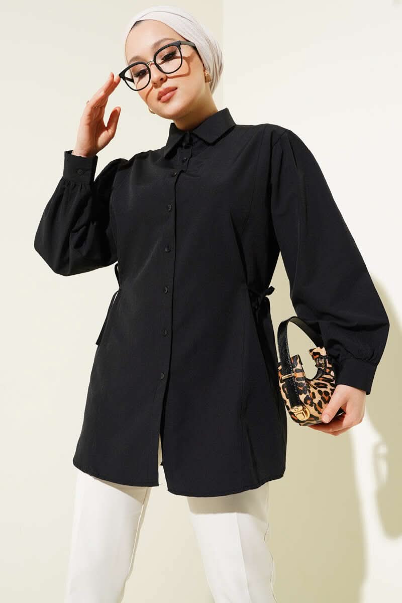 Shirt With Drawstring Ties On The Side
