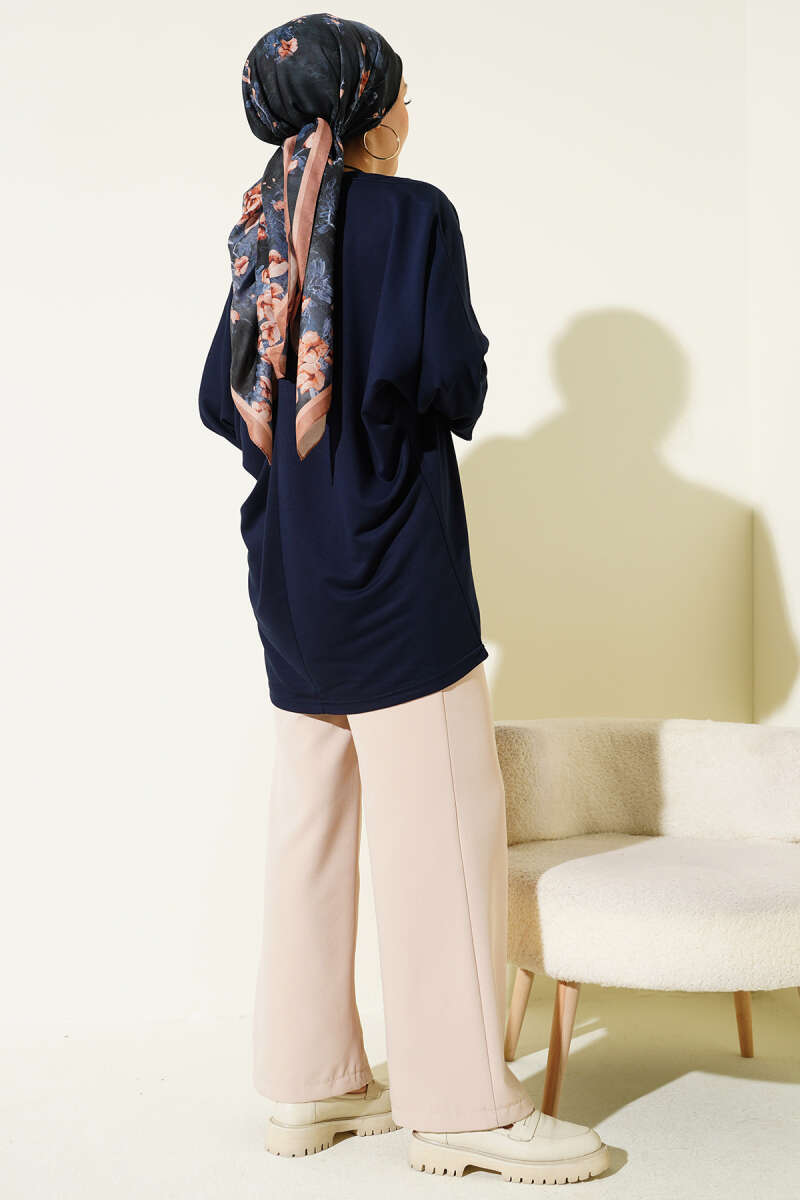 Yarasa Kol Basic Loyşa Tunik Lacivert