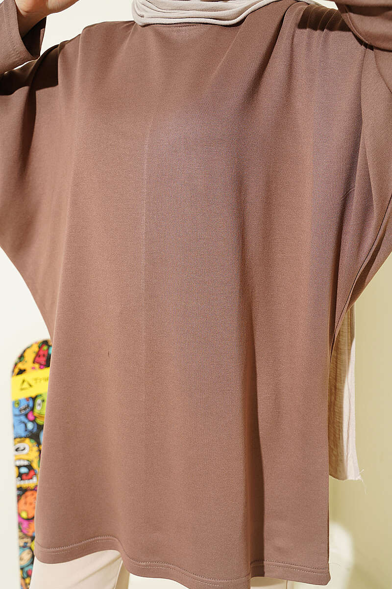 Yarasa Kol Basic Loyşa Tunik Vizon