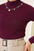 Yarım Balıkçı Fitilli Body Menekşe