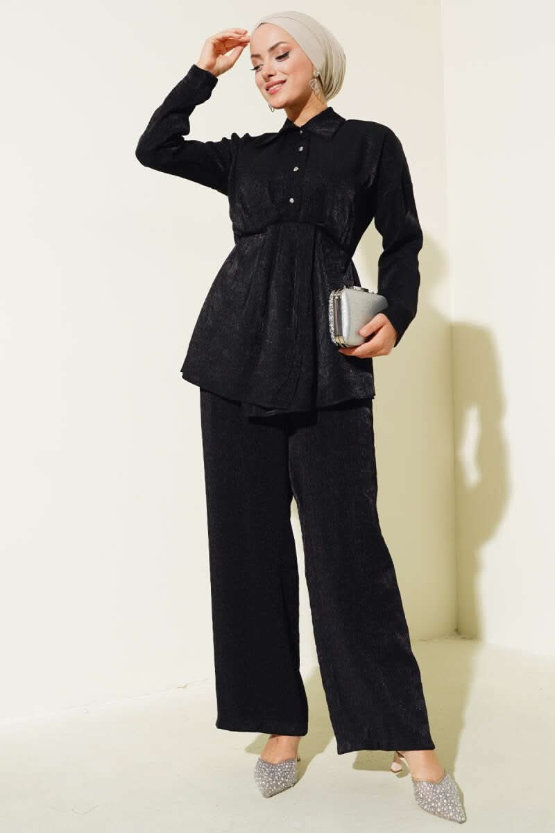 Half Button Shiny Double Suit