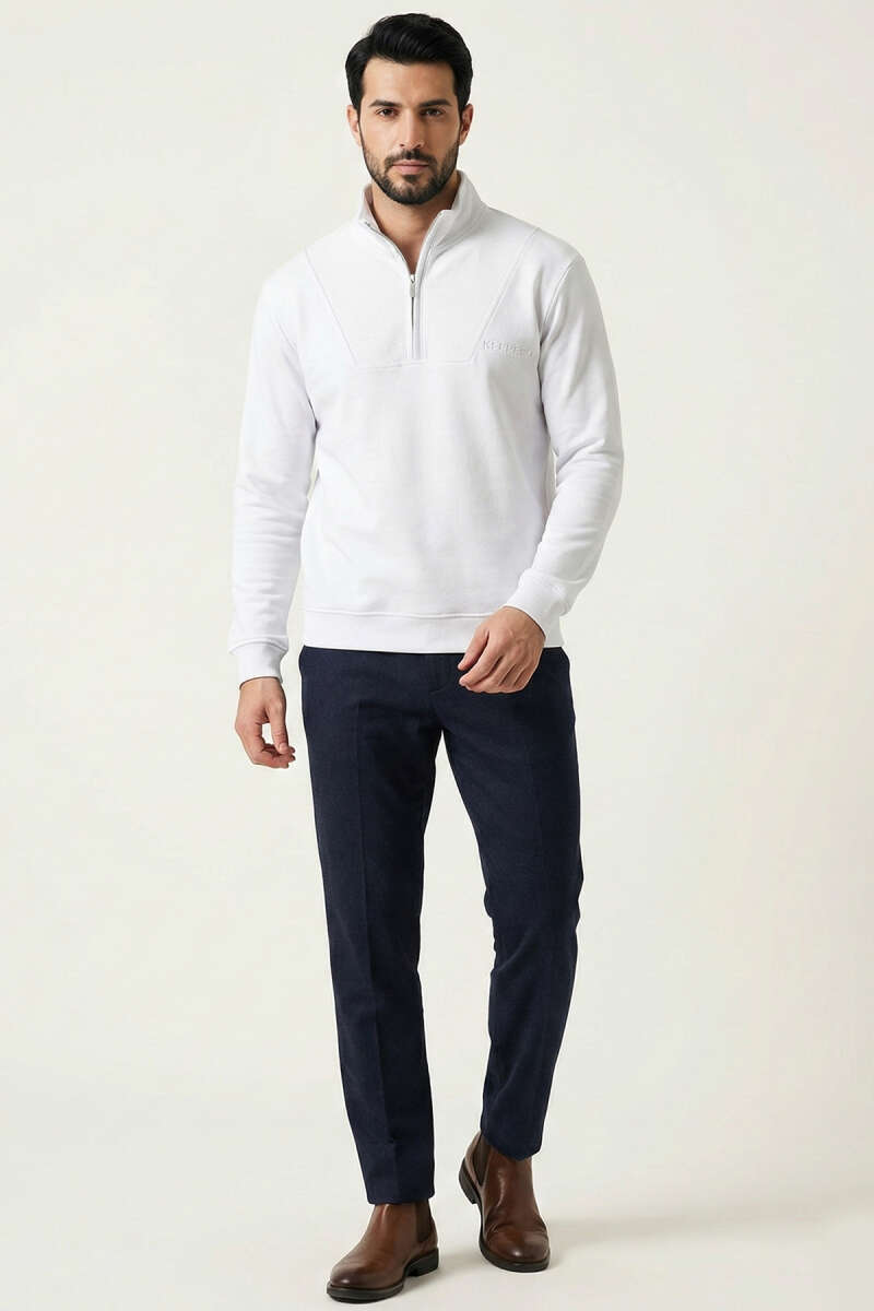Yarım Fermuar Dik Yaka Erkek Sweatshirt