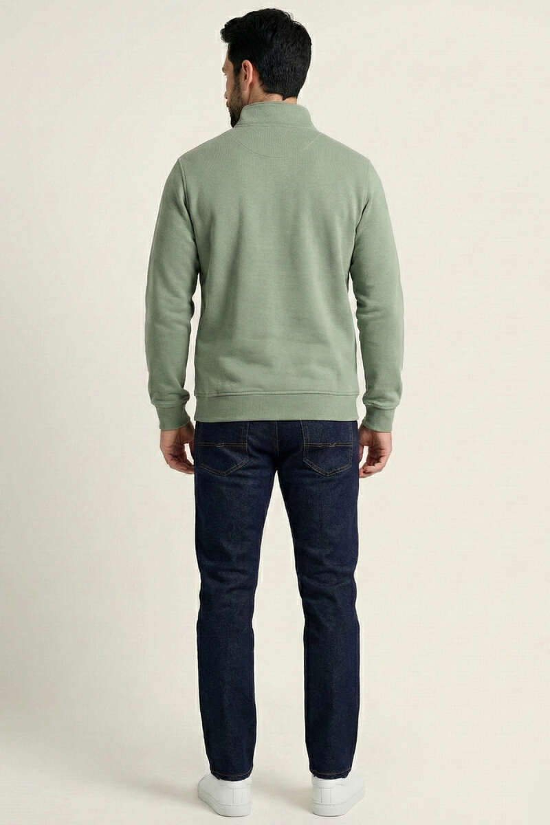 Yarım Fermuar Dik Yaka Erkek Sweatshirt