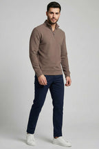Yarım Fermuar Fitilli Erkek Sweatshirt