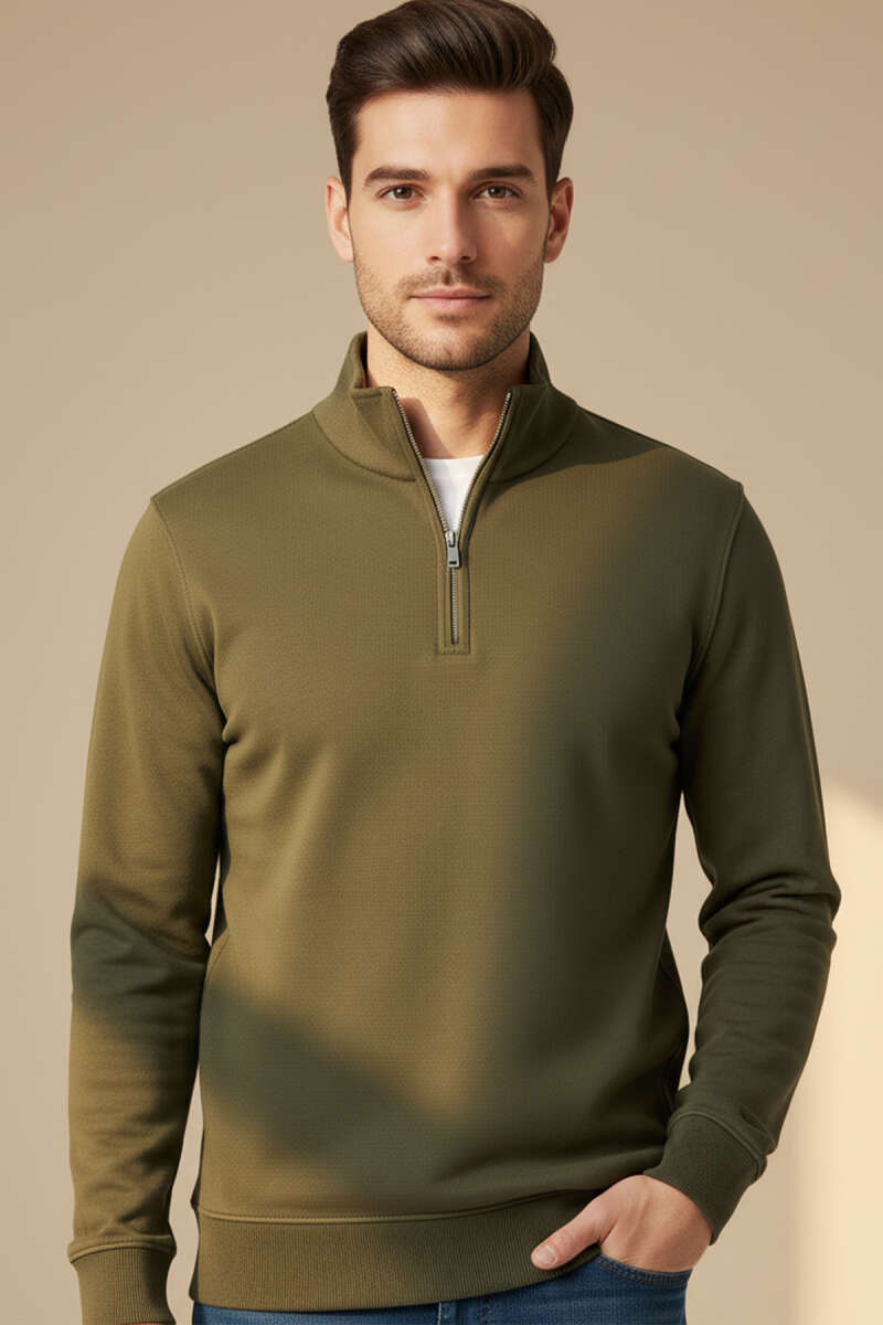 Yarım Fermuarlı Erkek Sweatshirt