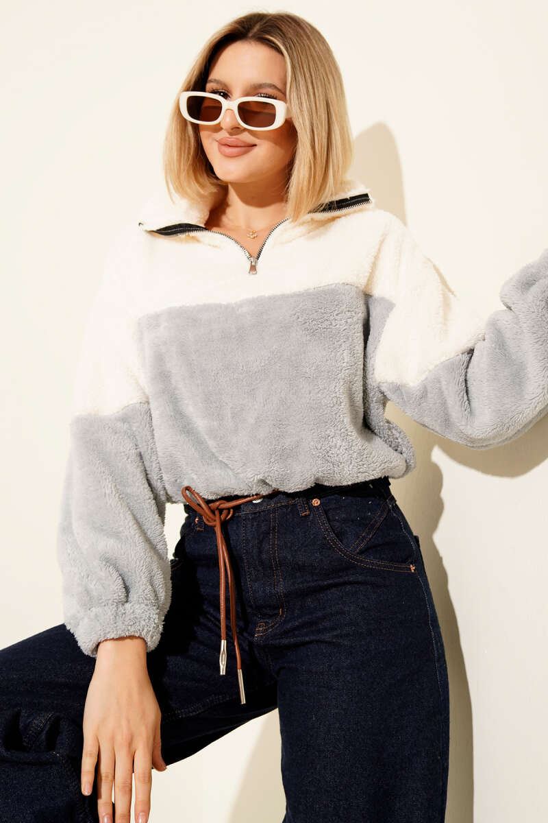 Yarım Fermuarlı Polar Sweatshirt