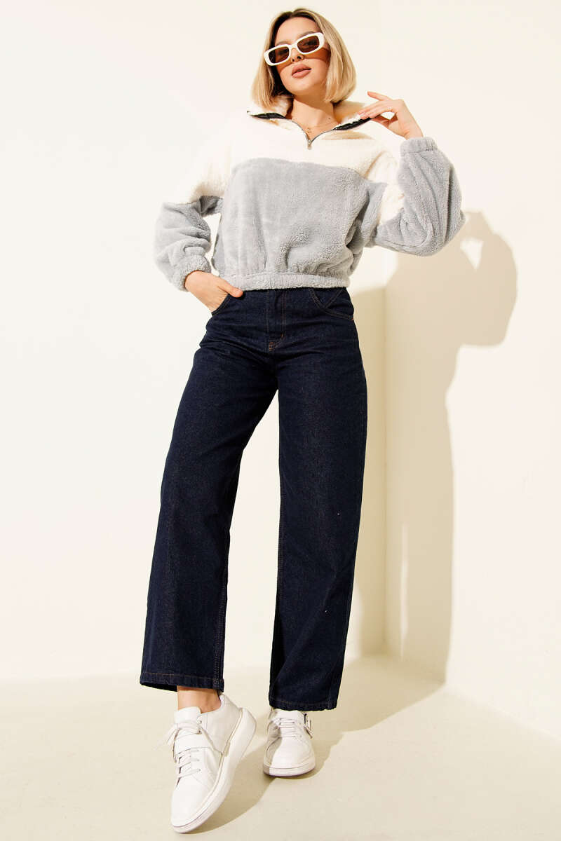 Yarım Fermuarlı Polar Sweatshirt