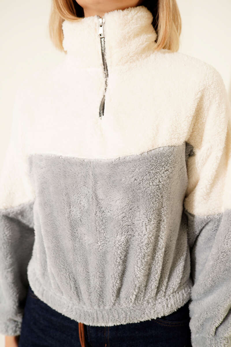 Yarım Fermuarlı Polar Sweatshirt