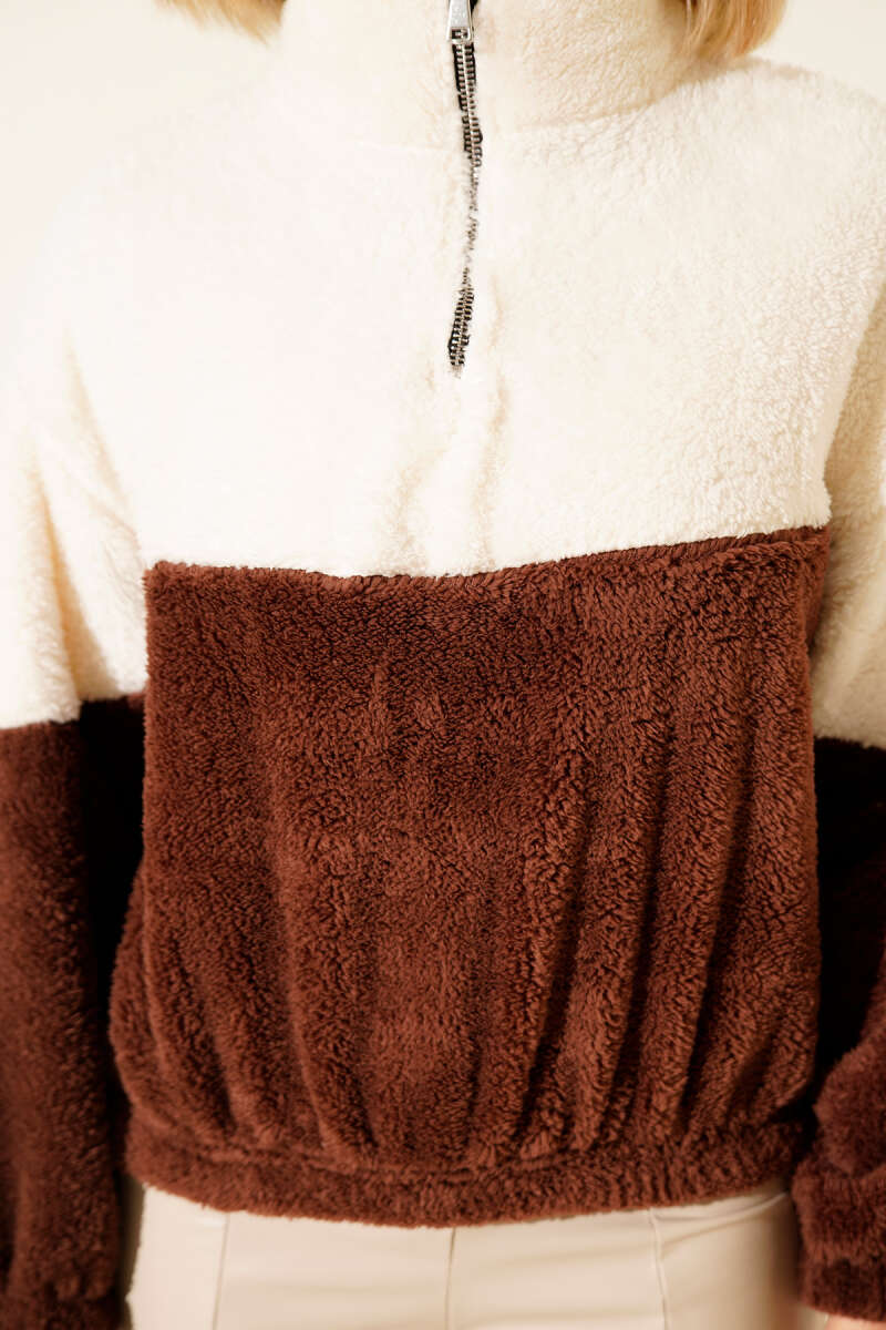 Yarım Fermuarlı Polar Sweatshirt