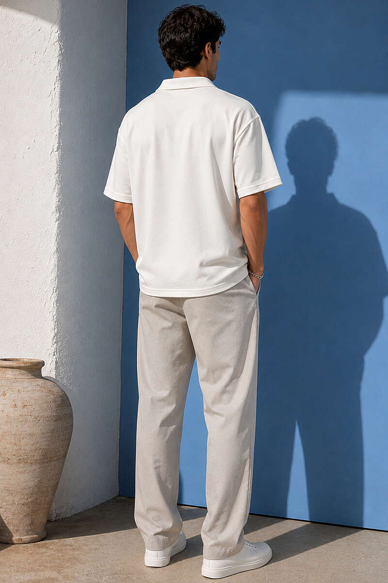 Yarım Fermuarlı Polo Yaka Erkek T-shirt