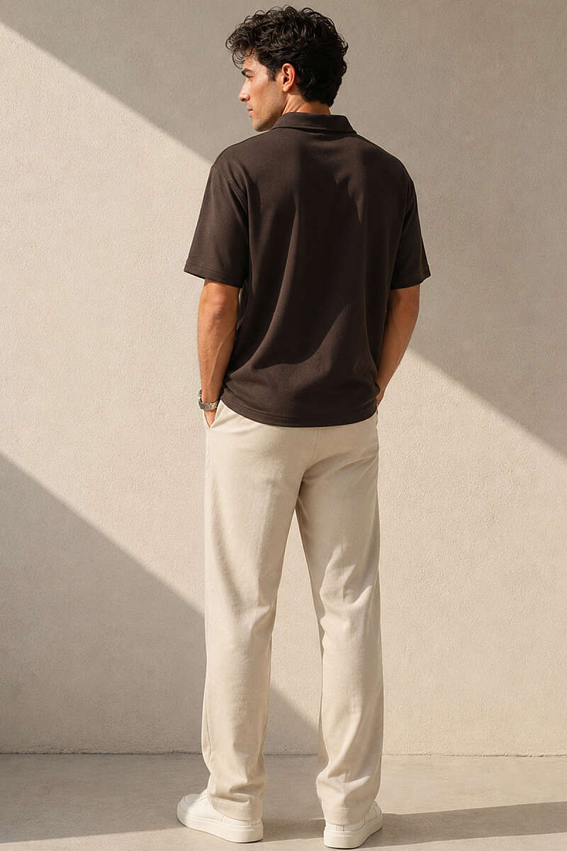 Yarım Fermuarlı Polo Yaka Erkek T-shirt