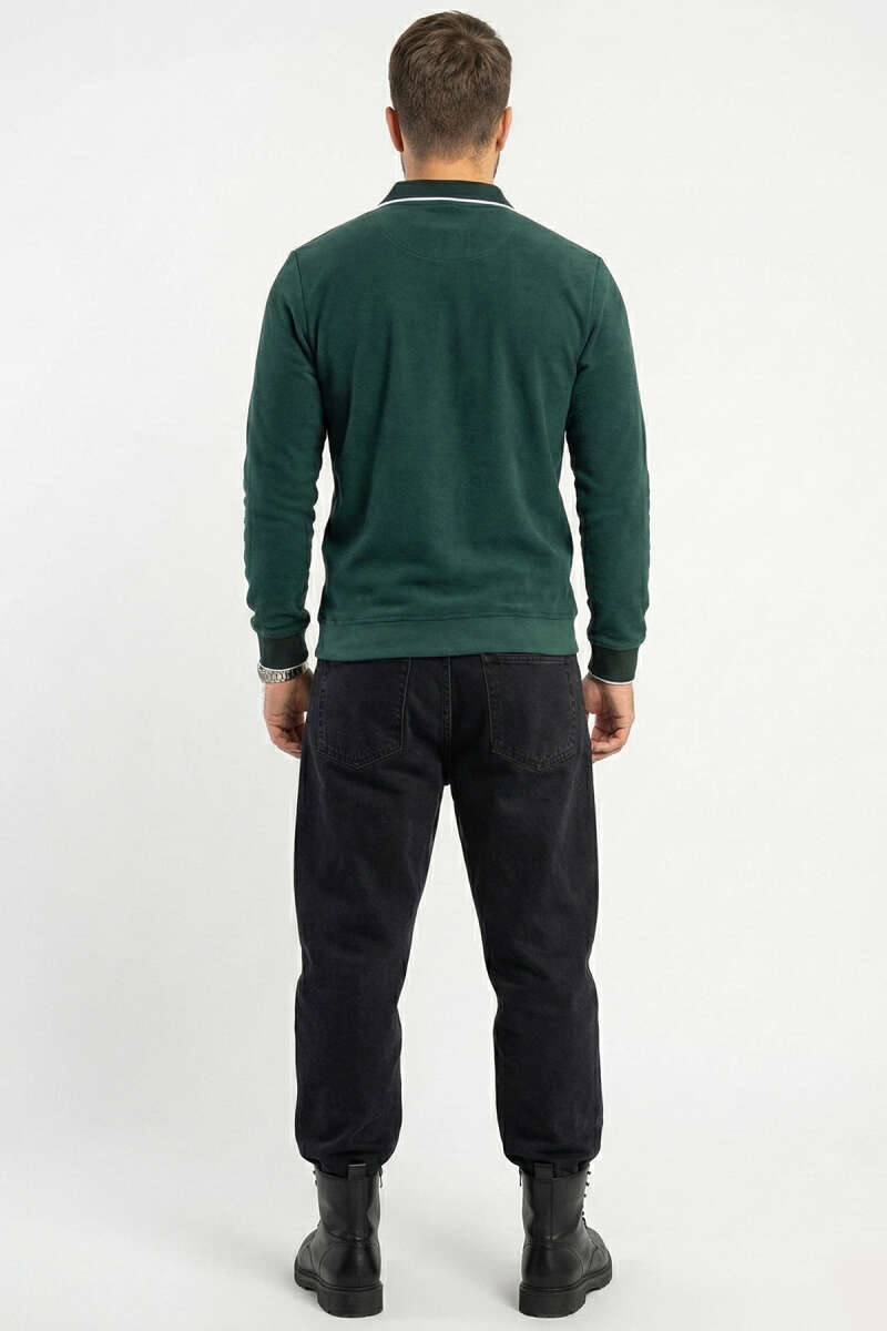 Yarım Fermuarlı Ribanalı Erkek Sweatshirt
