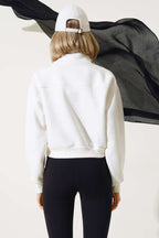 Yarım Fermuarlı Şardonlu Kısa Sweatshirt