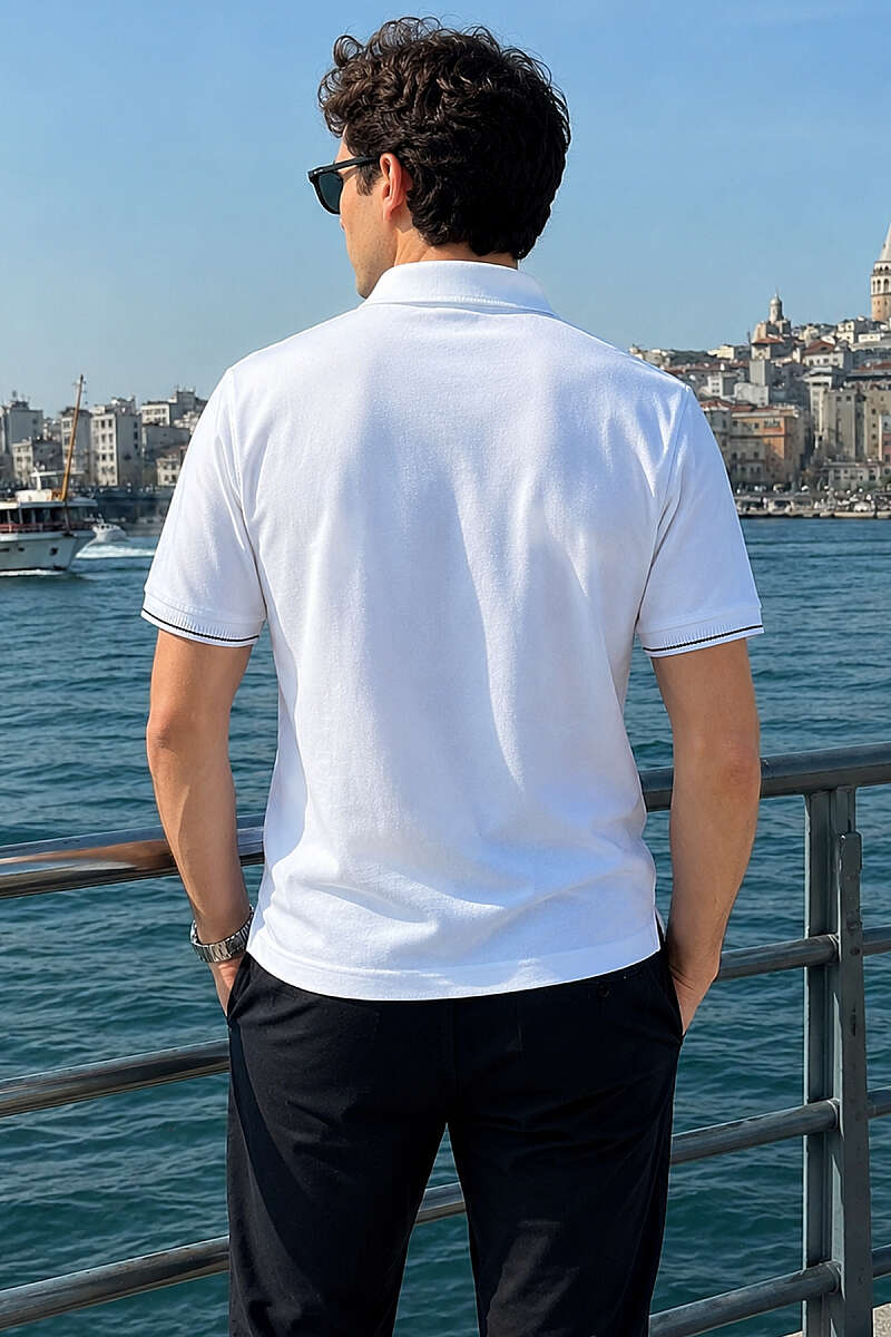 Yarım Gizli Fermuarlı Erkek T-shirt