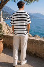 Yatay Çizgili Polo Yaka Erkek T-shirt