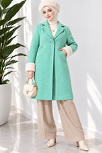 Mustard Collar Plush Zigzag Pattern Coat