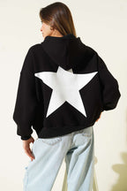 Yıldız Baskılı Kapüşonlu Şardonlu Sweat