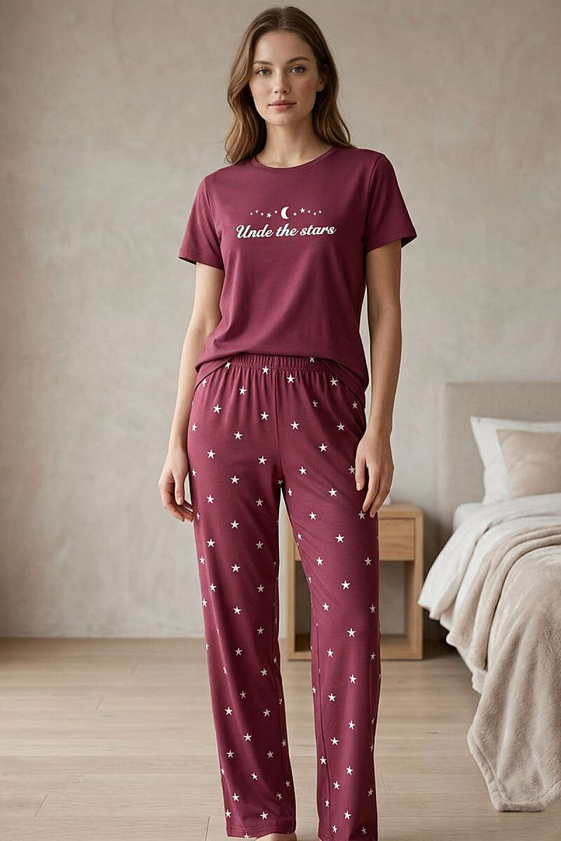 Yıldız Baskılı Kısa Kol Pijama Takımı