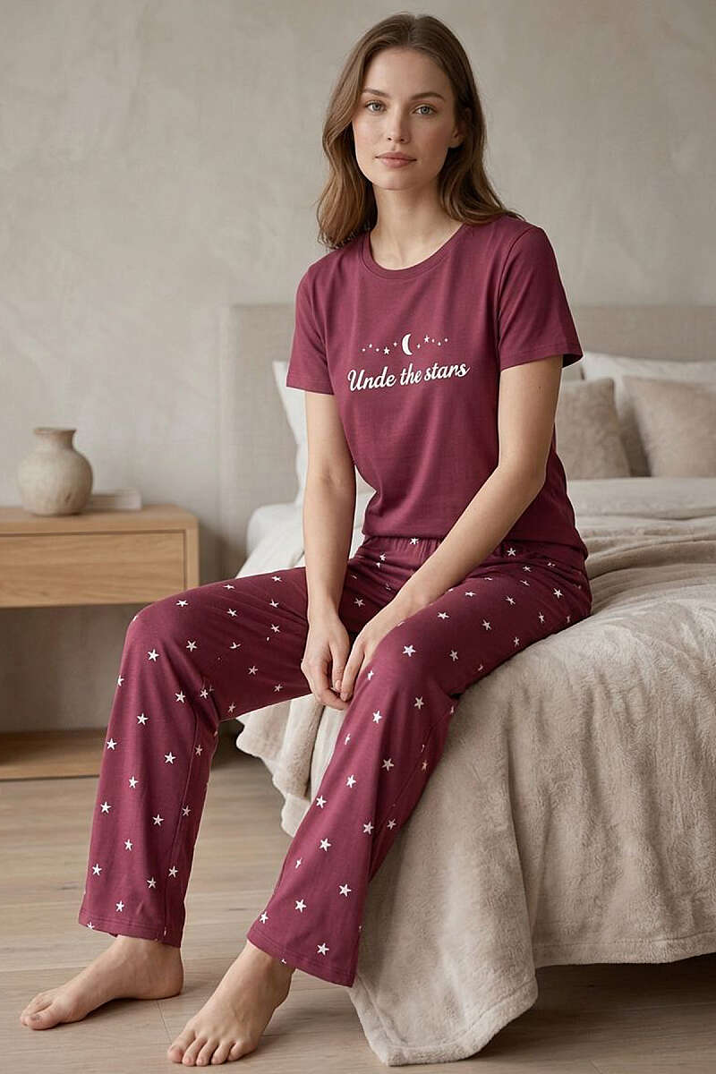 Yıldız Baskılı Kısa Kol Pijama Takımı