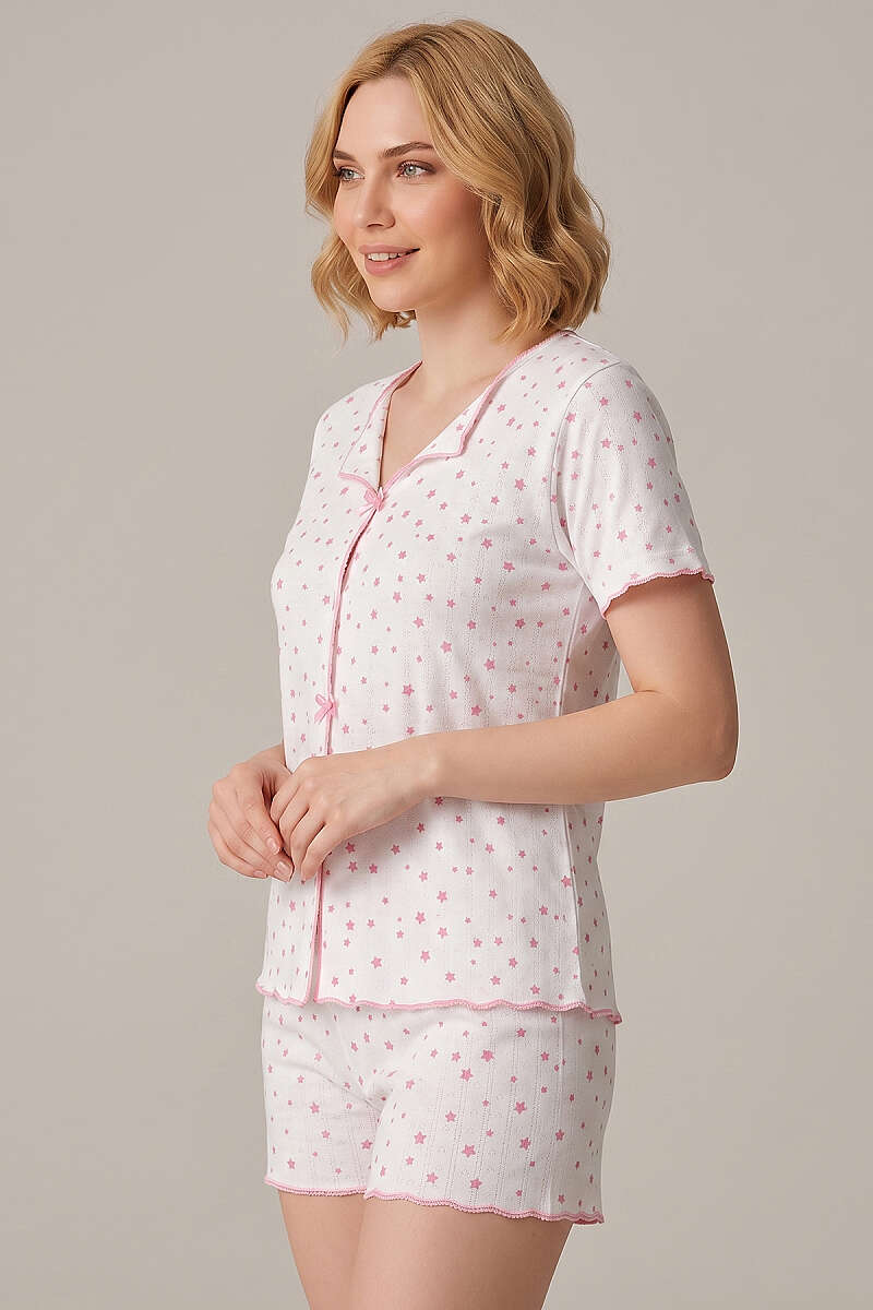 Yıldız Baskılı Kısa Kol Şortlu Pijama Takımı