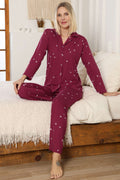 Yıldızlı Kruvaze Yaka Pijama Takımı