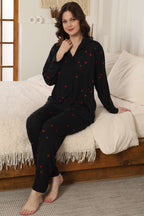 Yıldızlı Kruvaze Yaka Pijama Takımı