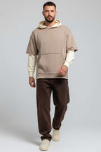 Yıpratmalı Kanguru Cep Erkek Sweatshirt