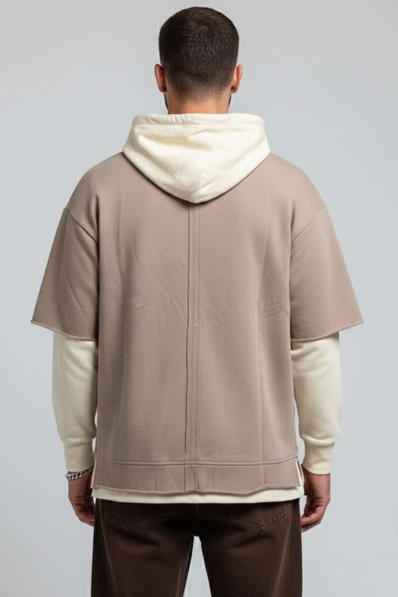 Yıpratmalı Kanguru Cep Erkek Sweatshirt