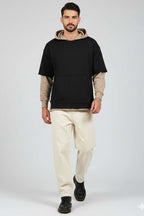 Yıpratmalı Kanguru Cep Erkek Sweatshirt