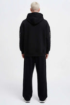 Yırtık Efektli Nakışlı Erkek Sweatshirt Siyah
