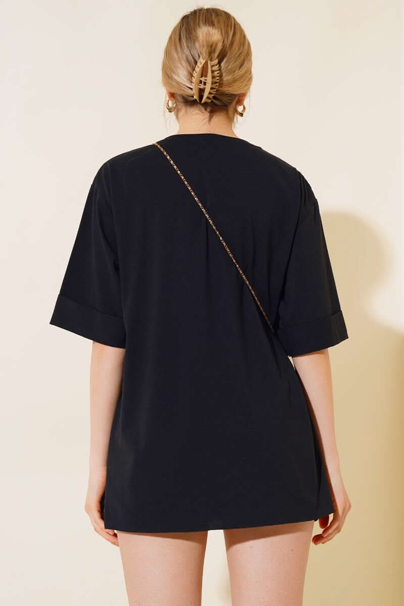 Yırtmaçlı Duble Kol T-shirt