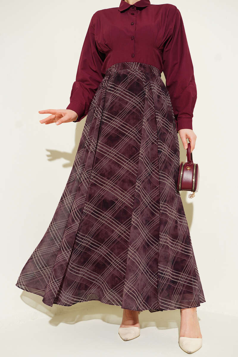 High Waist Elasticized Plaid Skirt Главное изображение товара