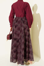 High Waist Elasticized Plaid Skirt