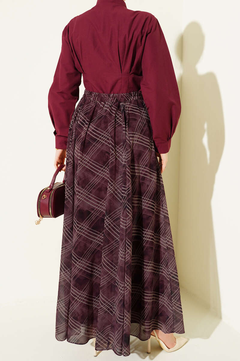 High Waist Elasticized Plaid Skirt