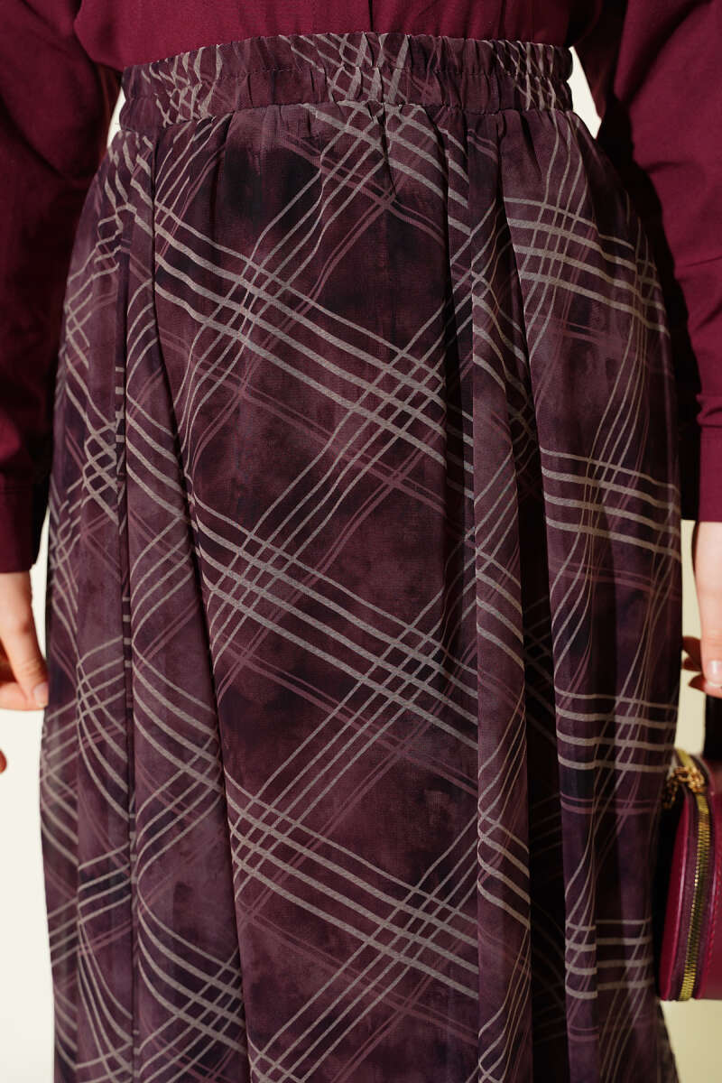 High Waist Elasticized Plaid Skirt