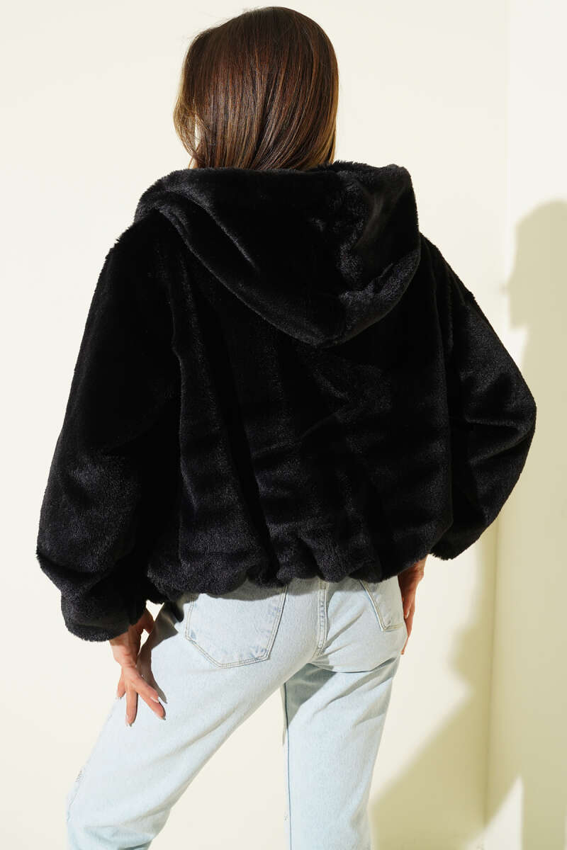 Yumoş Peluş Kapüşonlu Hırka
