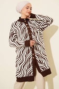 Zebra Desen Angora Detaylı Triko Hırka