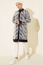Zebra Desen Angora Detaylı Triko Hırka