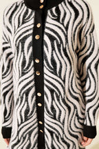 Zebra Desen Angora Detaylı Triko Hırka