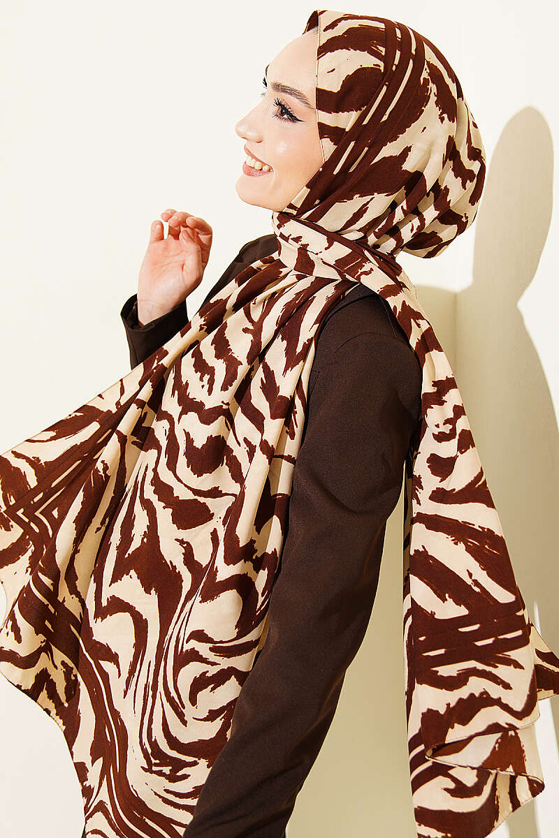 Zebra Desen Medine İpeği Şal