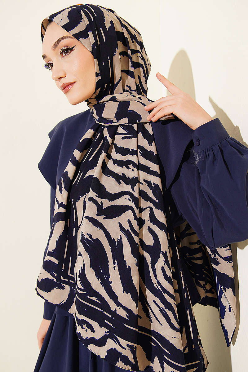 Zebra Desen Medine İpeği Şal