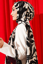 Zebra Desen Medine İpeği Şal Siyah