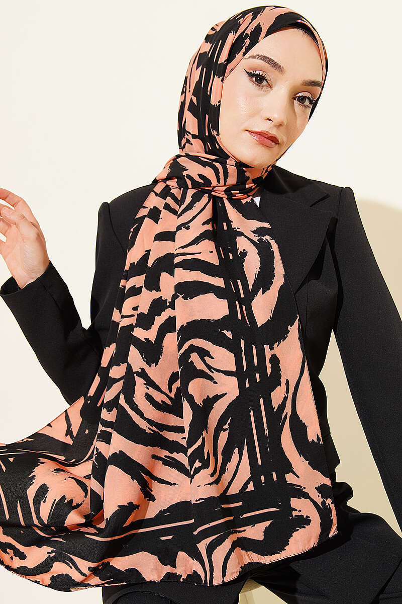 Zebra Desen Medine İpeği Şal Yavru Ağzı