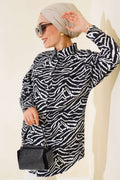 Zebra Desen Oversize Gömlek