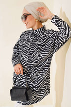 Zebra Desen Oversize Gömlek